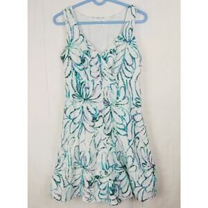 Soho Chick blue and purple textured floral vneck sleeveless artsy dress Size med